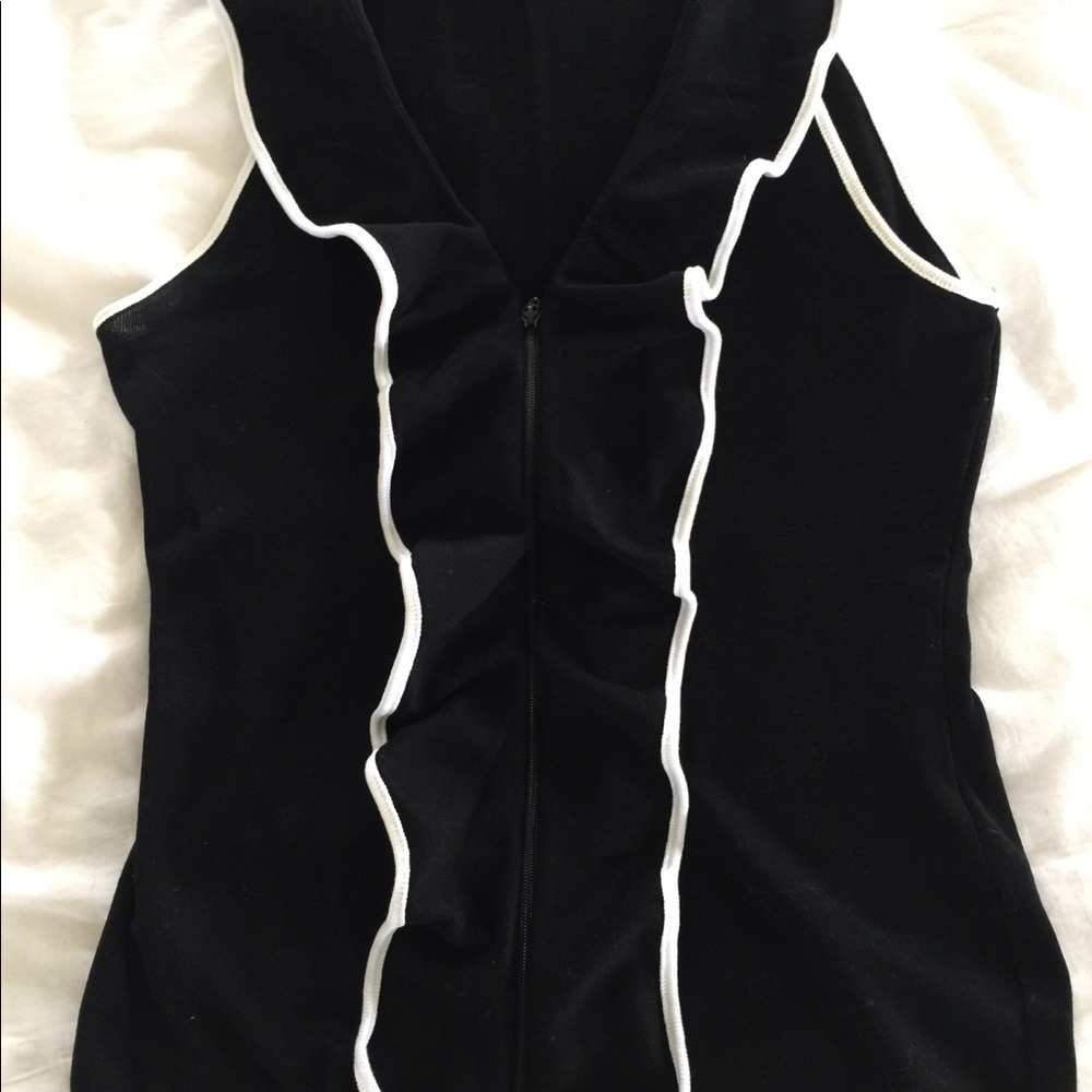 Anne Fontaine Sleeveless Top, Zip-Up Black/White